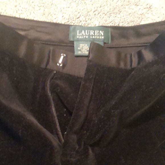 Lauren Ralph Lauren velvet pants w/satin waistband/hidden button front zipper - Picture 2 of 9